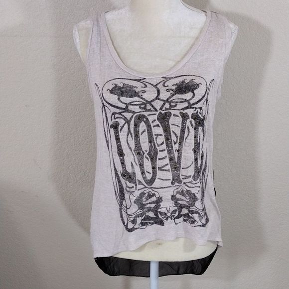 Y2K LOVE Brass Button Tracing Conquer The Beauty Sheer Back Sleeveless Top - Picture 5 of 12